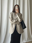 Pure linen genderless striped blazer