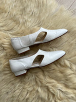 Real leather white ballet flats