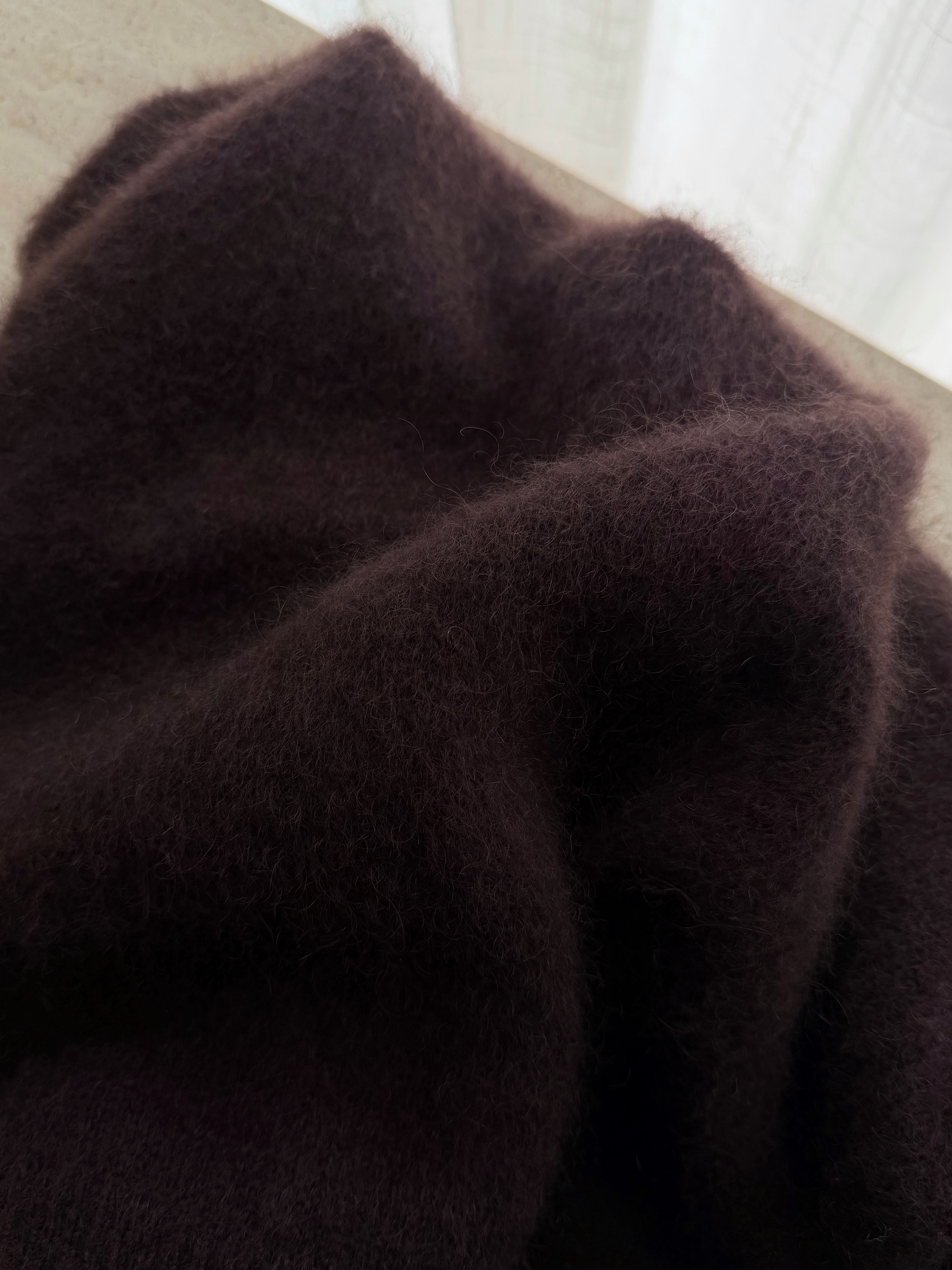 Kid mohair and wool soft pull - Fondente