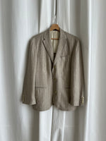 Pure linen genderless striped blazer