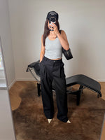 Tailored 100% linen pants - Black