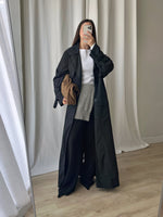 Super long black trench coat