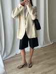 Pure linen genderless light beige blazer