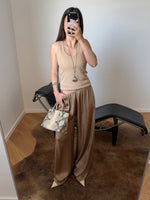 Silk & viscose liquid pants - Camel