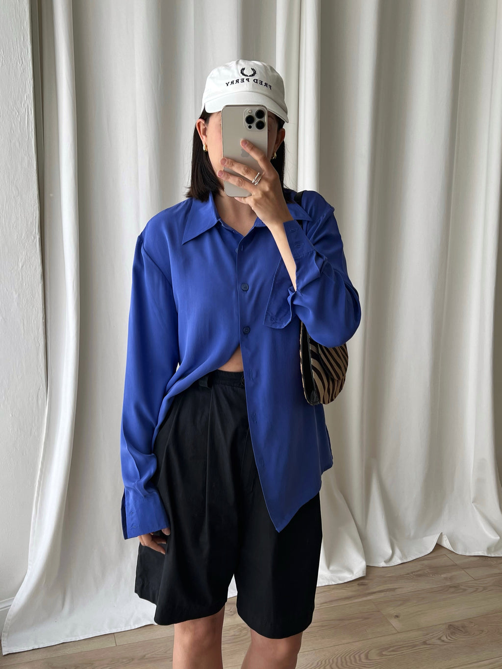 100% silk electric blu shirt