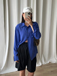 100% silk electric blu shirt