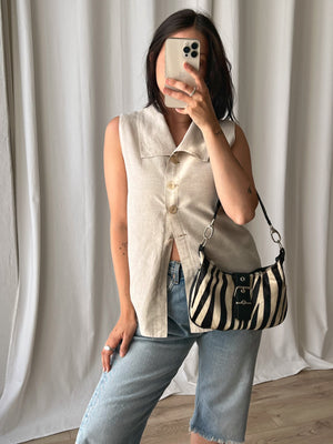 Linen beige sleeveless top