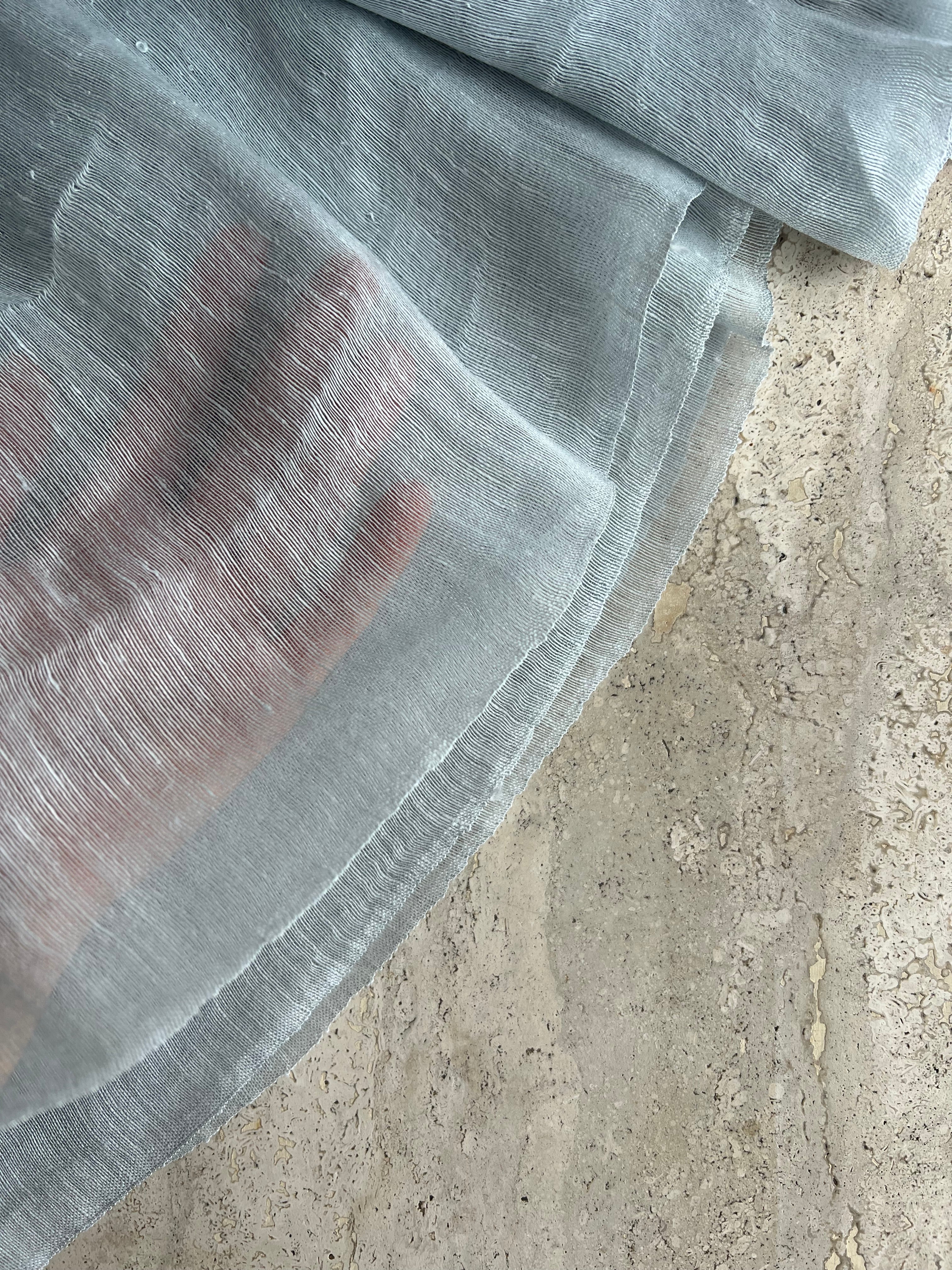 Linen & silk pareo - Dust blu