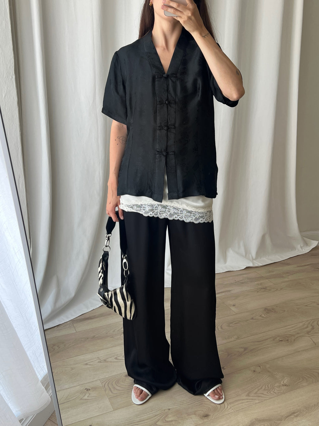 Pure silk oriental black shirt
