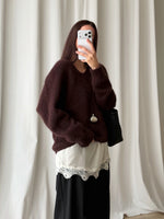 Kid mohair and wool soft pull - Fondente