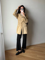 Real suede leather beige trench jacket