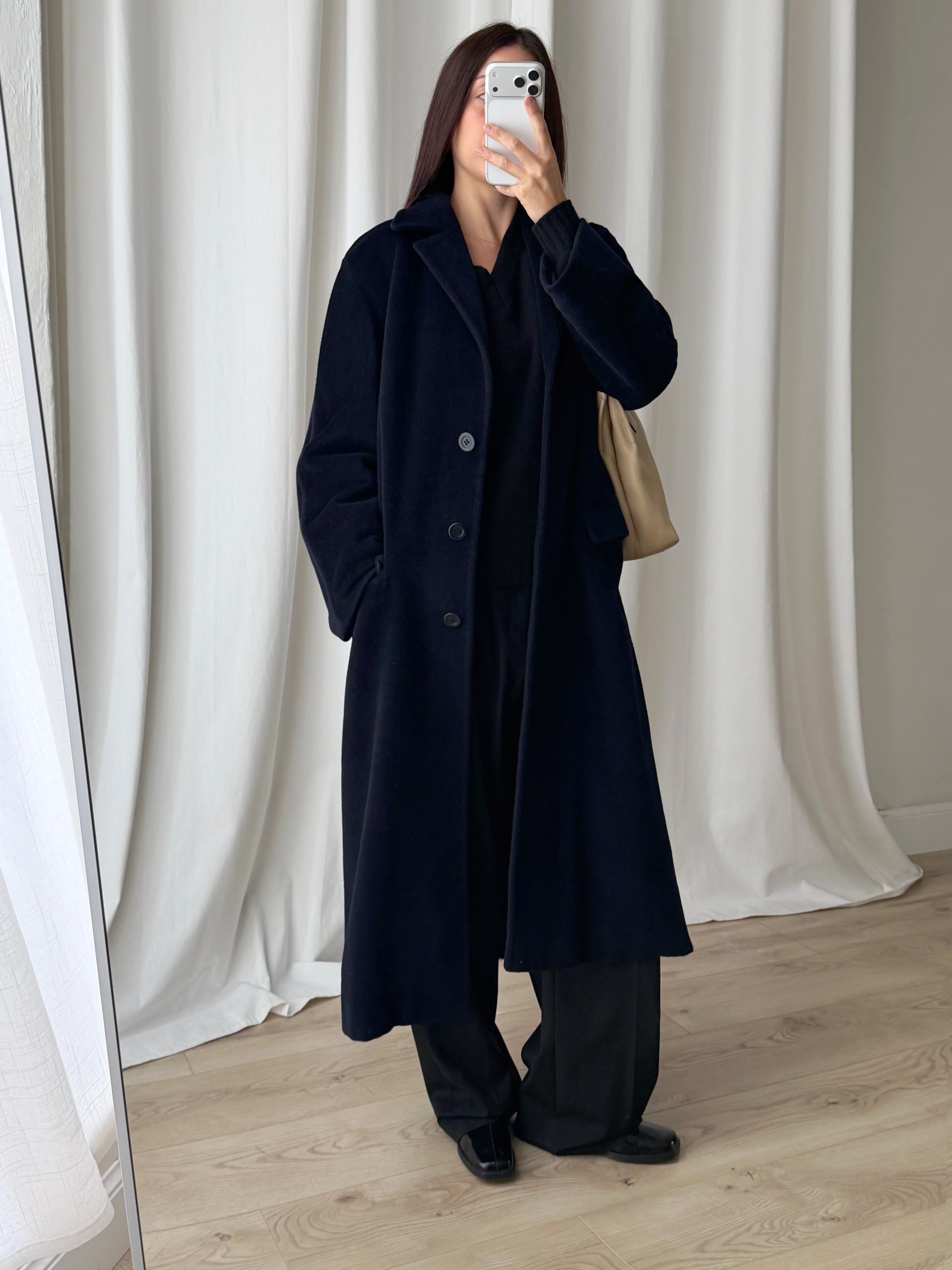 Piacenza pure wool blu long coat
