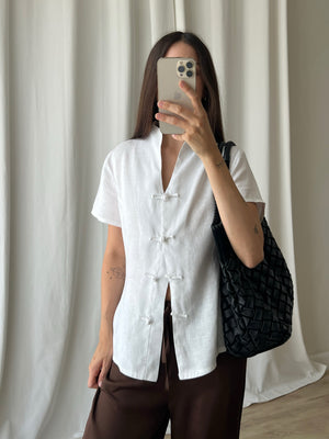 Pure linen oriental white shirt