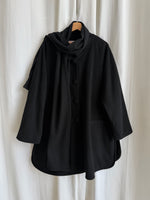 Wool and cashmere black scarf coat