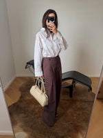 Tailored 100% linen pants - Cacao