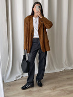 Real suede leather brown blazer