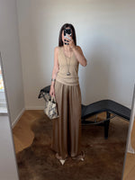 Silk & viscose liquid pants - Camel