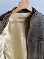 Real leather distressed biker jacket