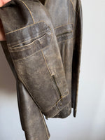 Real leather distressed biker jacket