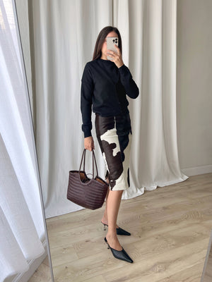 Patrizia Pepe real leather cow skirt