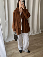 Real suede leather light brown jacket