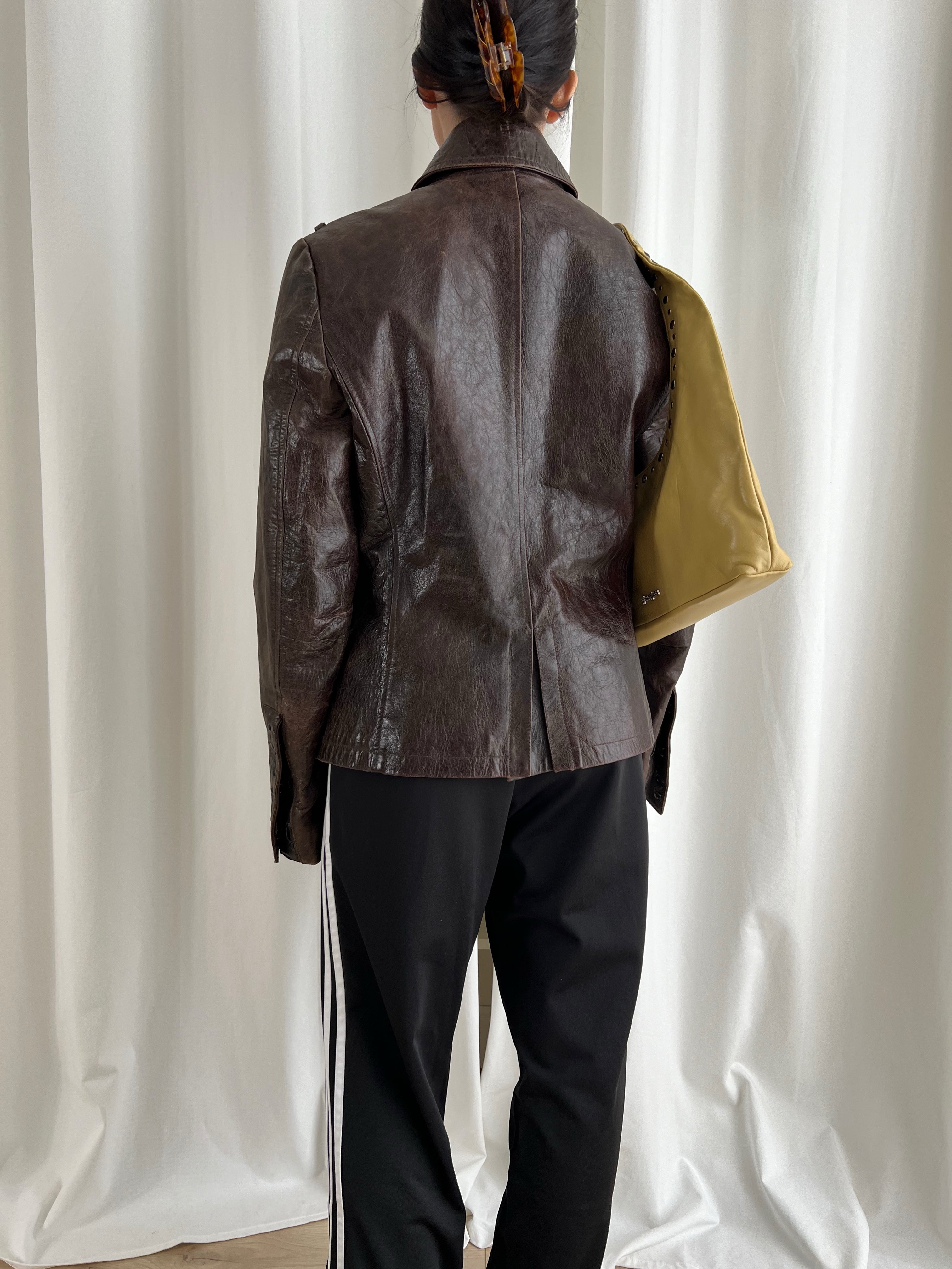 Leather studs jacket