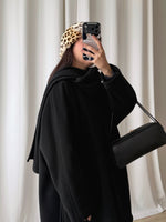 Wool and cashmere black scarf coat