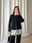 Wool blend oriental black cardigan