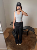 Tailored 100% linen pants - Black