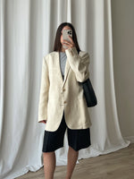 Pure linen genderless light beige blazer