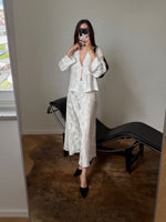 Oriental liquid midi skirt - White