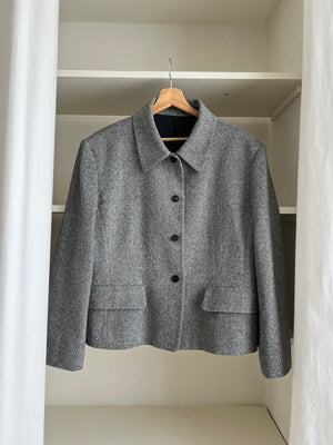 Wool blend crop grey jacket