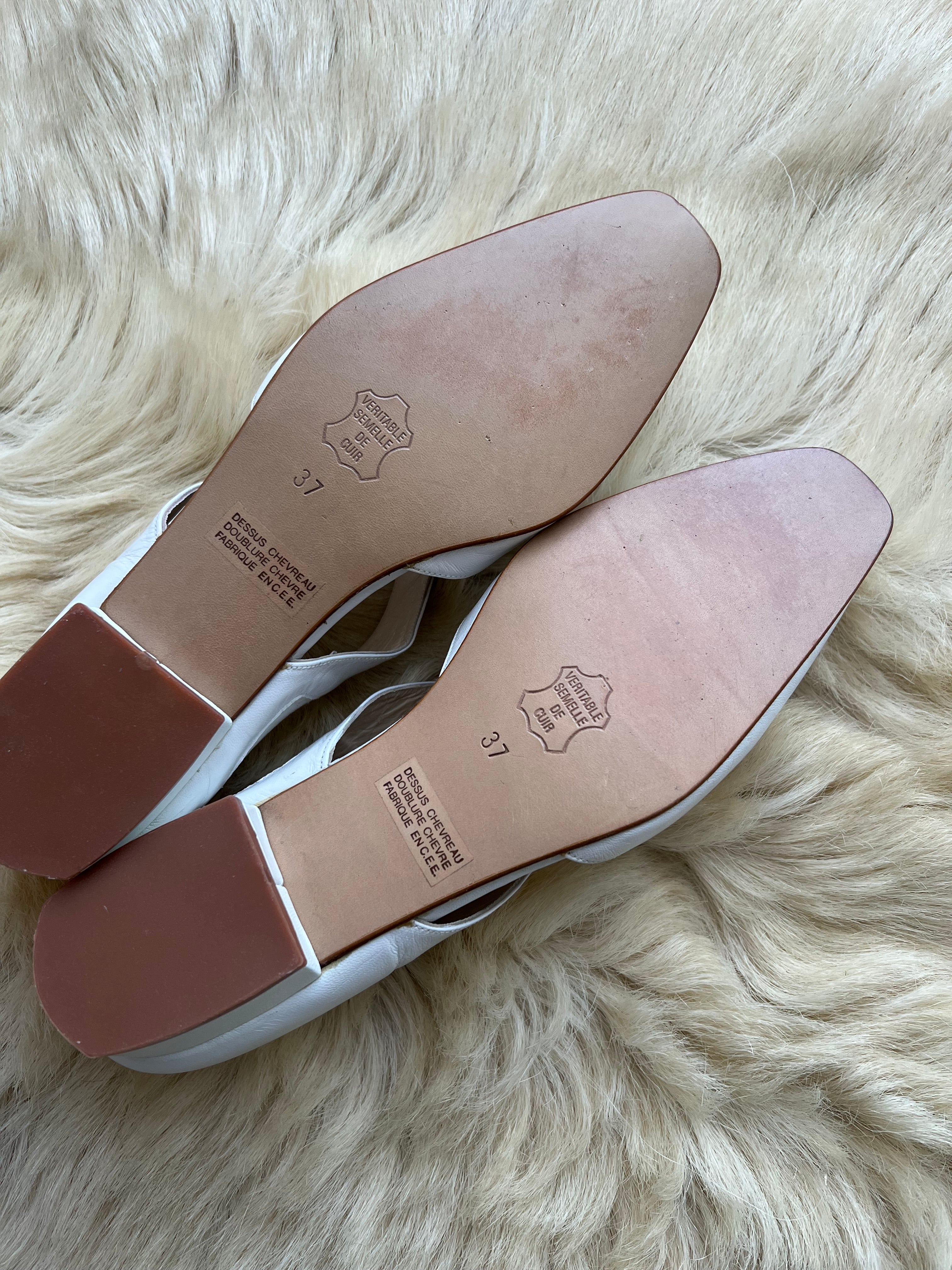 Real leather white ballet flats