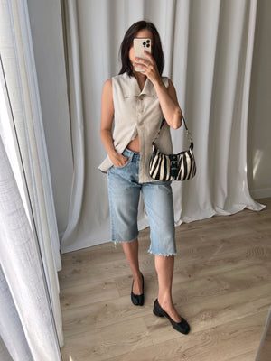 Linen beige sleeveless top