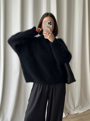 74% kid mohair soft pull - Black