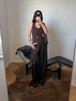 Silk & viscose liquid pants - Chocolate