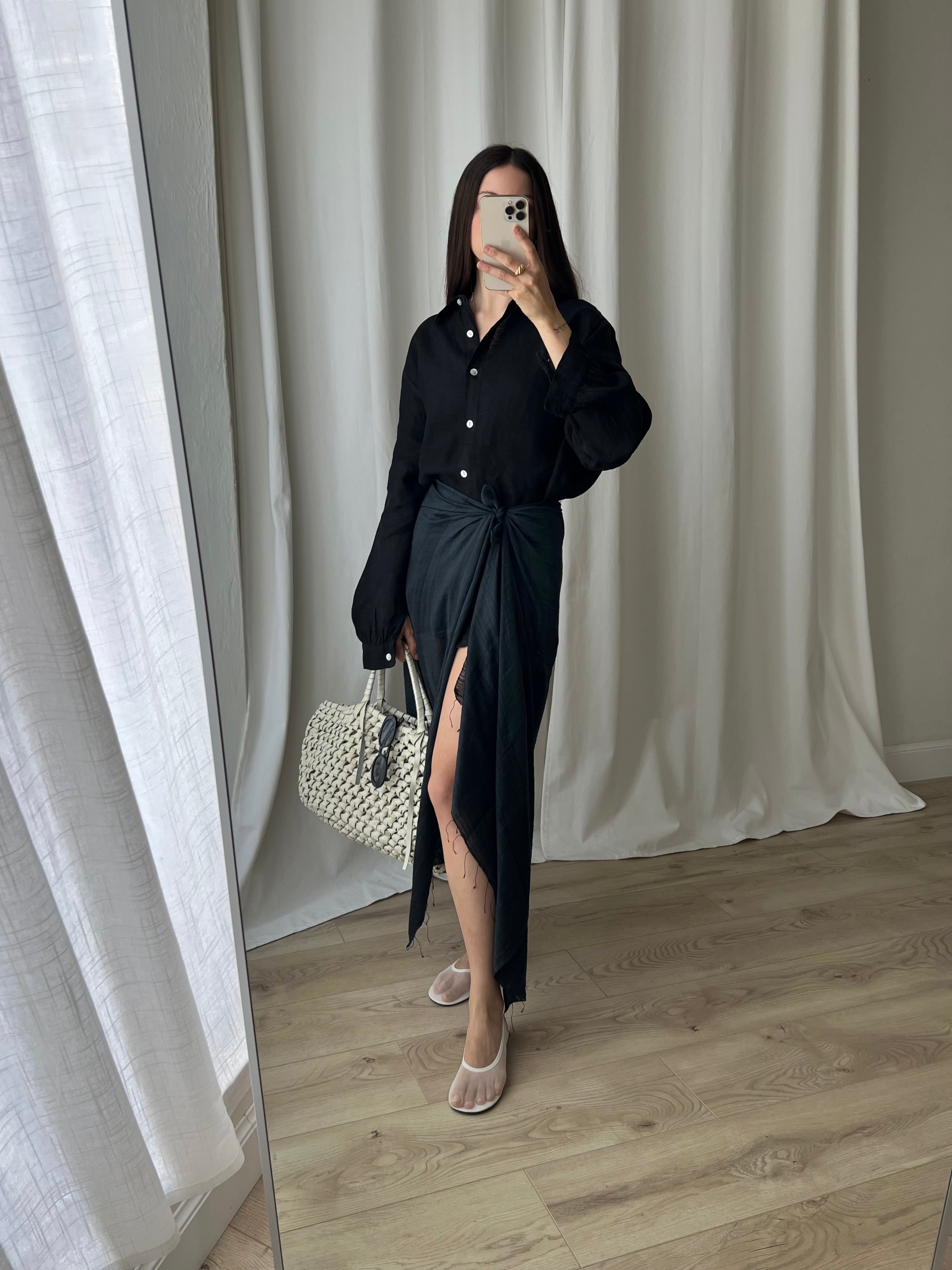 Cotton & silk pareo - Black