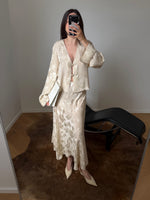 Oriental liquid midi skirt - Beige