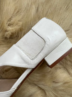 Real leather white ballet flats