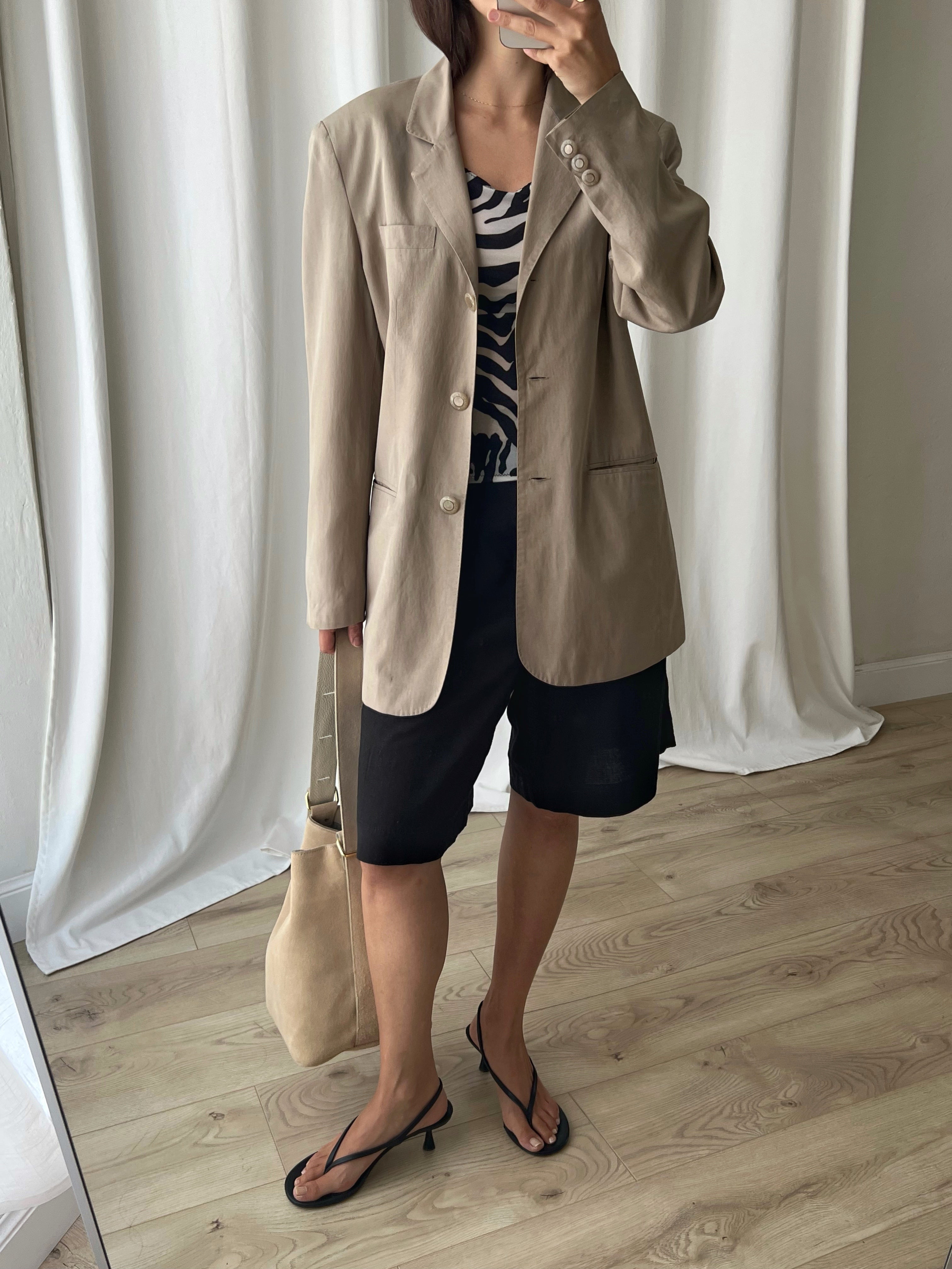 Pure silk taupe blazer