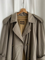 Cotton blend green long trench