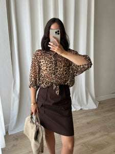 Animalier crop blouse