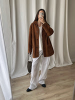 Real suede leather light brown jacket