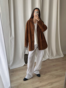 Real suede leather light brown jacket