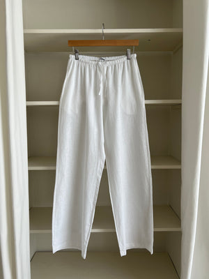 Linen and cotton wide leg pants - White