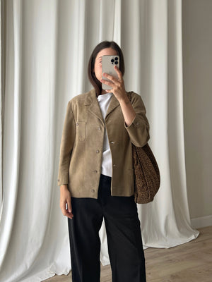 Real suede leather beige jacket