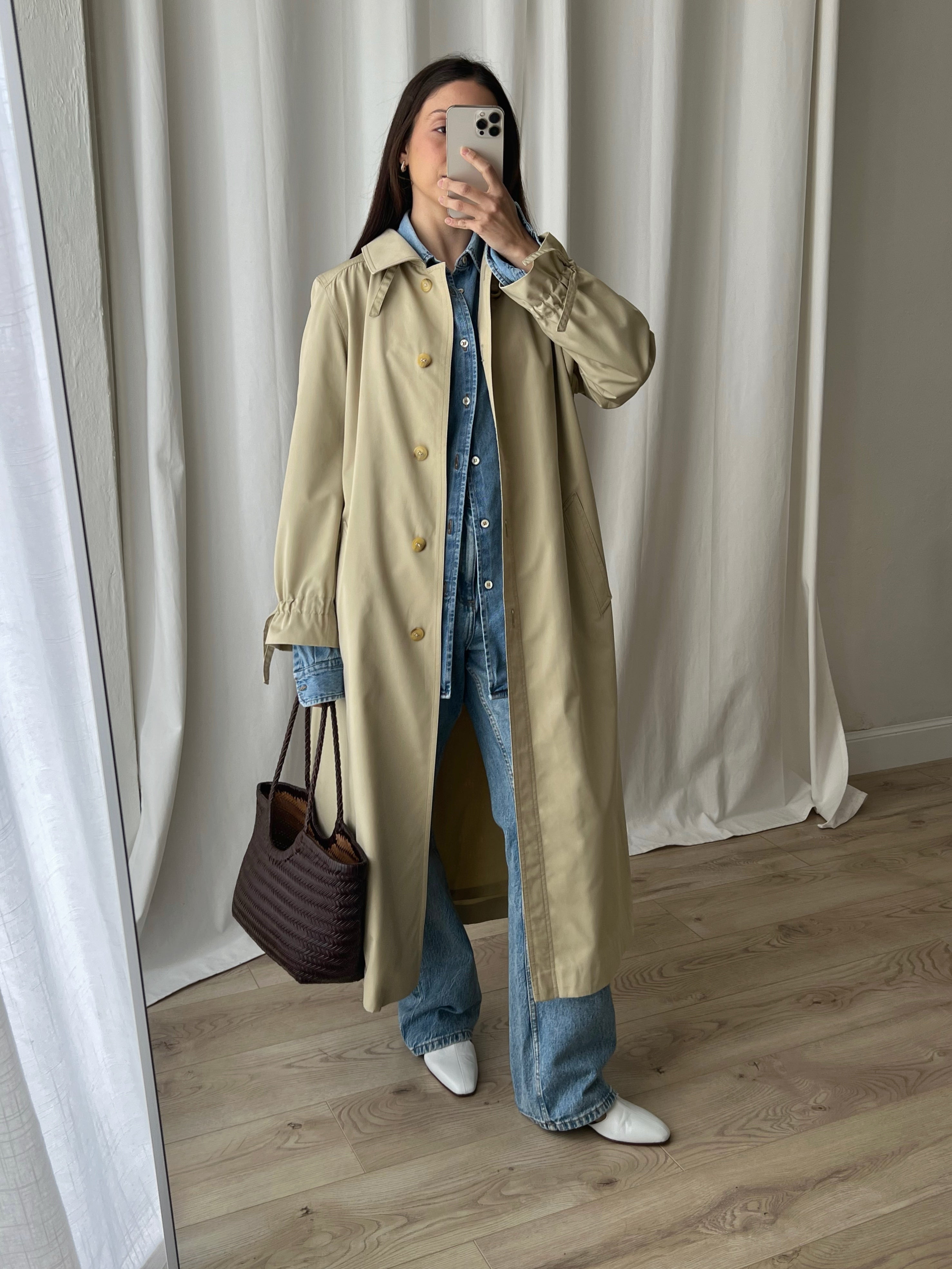 Cotton blend beige trench