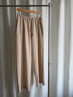 Linen and cotton wide leg pants - Beige