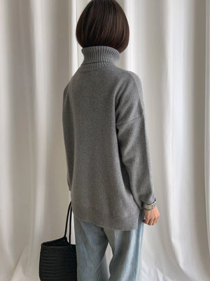 Pure cashmere cosy turtleneck - Pearl grey