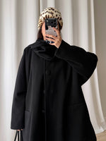 Wool and cashmere black scarf coat